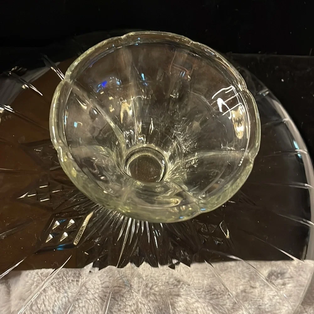 Heavy Crystal Cake Stand Vintage Design Beautiful